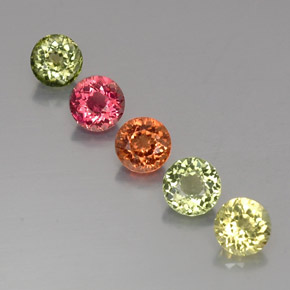3.15 ct Multicolor Tourmaline Gemstone, Tourmaline Gem in Round Facet Shape for Sale.