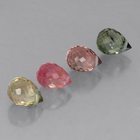 2.75 ct Multicolor Tourmaline Stone, Natural Tourmaline in Briolette with Hole Shape for Sale