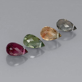 2.82 ct Multicolor Tourmaline Stone, Natural Tourmaline in Briolette with Hole Shape for Sale