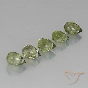 2.57 ctw Green Tourmaline Stones, Natural Tourmaline in Briolette with Hole Shape for Sale
