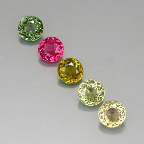 2.08 ct Multicolor Tourmaline Gemstone, Tourmaline Gem in Round Facet Shape for Sale.