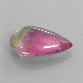 6.72 ct Bi-color Tourmaline Stone, Natural Tourmaline in Pear Cabochon Shape for Sale