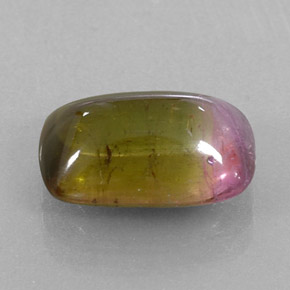 6.64 ct Bi-color Tourmaline Stone, Natural Tourmaline in Cushion Cabochon Shape for Sale