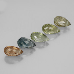 3.65 ctw Multicolor Tourmaline Stones, Natural Tourmaline in Briolette with Hole Shape for Sale