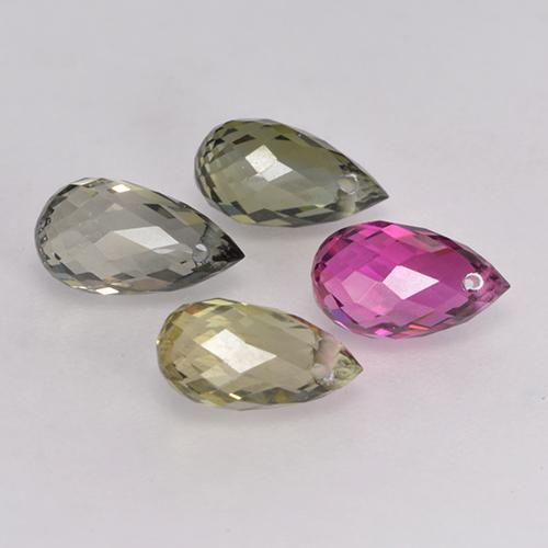 2.95 ctw Multicolor Tourmaline Gemstones, Tourmaline Gems in Briolette with Hole Shape for Sale.
