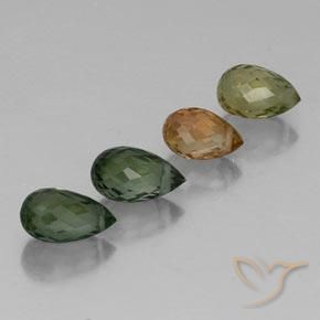 2.62 ctw Multicolor Tourmaline Stones, Natural Tourmaline in Briolette with Hole Shape for Sale