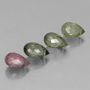2.84 ctw Multicolor Tourmaline Stones, Natural Tourmaline in Briolette with Hole Shape for Sale