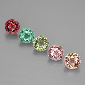 2.45 ct Multicolor Tourmaline Stone, Natural Tourmaline in Round Facet Shape for Sale