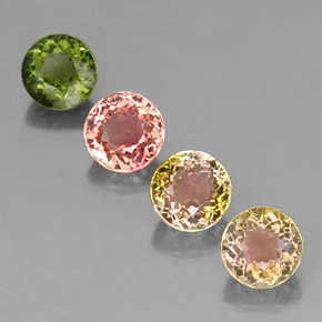 3.83 ct Multicolor Tourmaline Gemstone, Tourmaline Gem in Round Facet Shape for Sale.