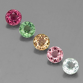 2.36 ct Multicolor Tourmaline Gemstone, Tourmaline Gem in Round Facet Shape for Sale.