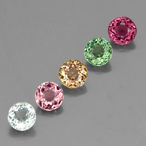 2.36 ct Multicolor Tourmaline Stone, Natural Tourmaline in Round Facet Shape for Sale