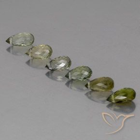 3.37 ctw Green Tourmaline Gemstones, Tourmaline Gems in Briolette with Hole Shape for Sale.