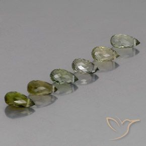 3.37 ctw Green Tourmaline Stones, Natural Tourmaline in Briolette with Hole Shape for Sale