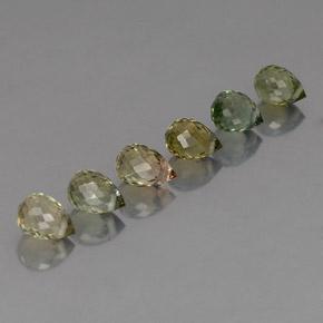 3.10 ctw Green Tourmaline Stones, Natural Tourmaline in Briolette with Hole Shape for Sale