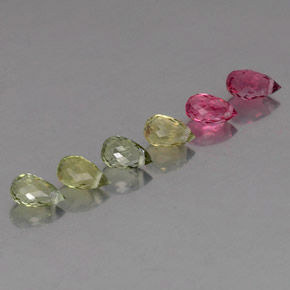 2.31 ct Multicolor Tourmaline Stone, Natural Tourmaline in Briolette with Hole Shape for Sale