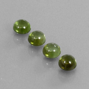 1.35 ct Green Tourmaline Gemstone, Tourmaline Gem in Round Cabochon Shape for Sale.