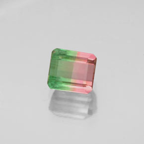 0.87 ct Bi-color Tourmaline Gemstone, Tourmaline Gem in Octagon Facet Shape for Sale.