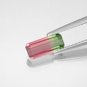 0.77 ct Bi-color Tourmaline Gemstone, Tourmaline Gem in Octagon Facet Shape for Sale.