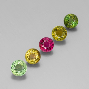 1.82 ct Multicolor Tourmaline Stone, Natural Tourmaline in Round Facet Shape for Sale