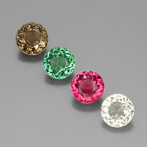 3.02 ct Multicolor Tourmaline Gemstone, Tourmaline Gem in Round Facet Shape for Sale.