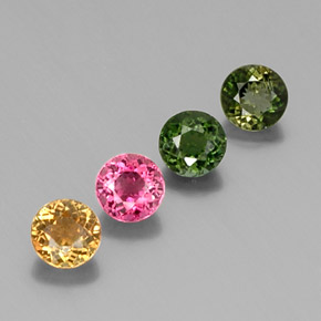 1.93 ct Multicolor Tourmaline Stone, Natural Tourmaline in Round Facet Shape for Sale