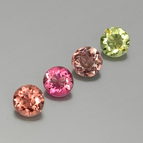 1.64 ct Multicolor Tourmaline Stone, Natural Tourmaline in Round Facet Shape for Sale