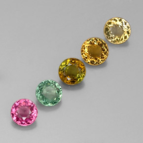 2.10 ct Multicolor Tourmaline Stone, Natural Tourmaline in Round Facet Shape for Sale