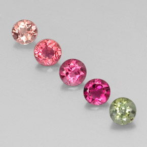 1.30 ct Multicolor Tourmaline Gemstone, Tourmaline Gem in Round Facet Shape for Sale.