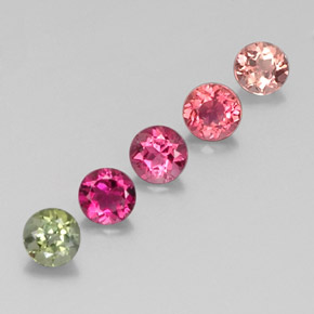 1.30 ct Multicolor Tourmaline Stone, Natural Tourmaline in Round Facet Shape for Sale