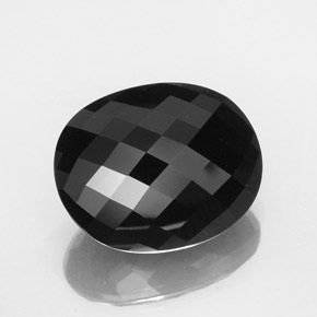 28.81 ct Black Tourmaline Stone, Natural Tourmaline in Oval Checkerboard Shape for Sale