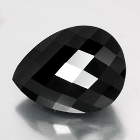 16.07 ct Black Tourmaline Stone, Natural Tourmaline in Pear Checkerboard Shape for Sale