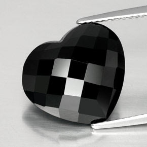 11.35 ct Black Tourmaline Gemstone, Tourmaline Gem in Heart Checkerboard Shape for Sale.