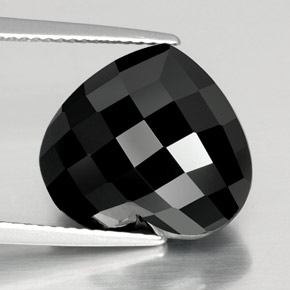 11.35 ct Black Tourmaline Stone, Natural Tourmaline in Heart Checkerboard Shape for Sale