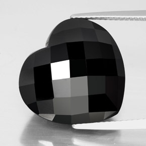 25.72 ct Black Tourmaline Gemstone, Tourmaline Gem in Heart Checkerboard Shape for Sale.