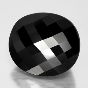 30.97 ct Black Tourmaline Stone, Natural Tourmaline in Oval Checkerboard Shape for Sale
