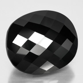 36.52 ct Black Tourmaline Stone, Natural Tourmaline in Oval Checkerboard Shape for Sale