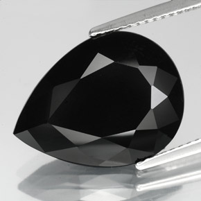 8.16 ct Black Tourmaline Gemstone, Tourmaline Gem in Pear Facet Shape for Sale.