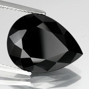 8.16 ct Black Tourmaline Stone, Natural Tourmaline in Pear Facet Shape for Sale