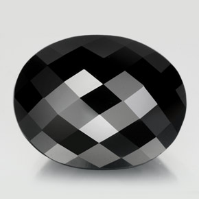 19.88 ct Black Tourmaline Gemstone, Tourmaline Gem in Oval Checkerboard Shape for Sale.