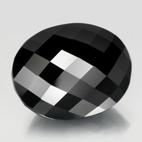 19.88 ct Black Tourmaline Stone, Natural Tourmaline in Oval Checkerboard Shape for Sale