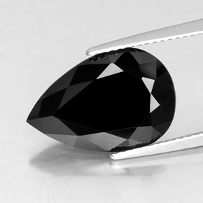6.19 ct Black Tourmaline Gemstone, Tourmaline Gem in Pear Facet Shape for Sale.