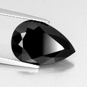 6.19 ct Black Tourmaline Stone, Natural Tourmaline in Pear Facet Shape for Sale