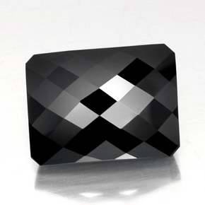 31.26 ct Black Tourmaline Gemstone, Tourmaline Gem in Octagon Checkerboard Shape for Sale.