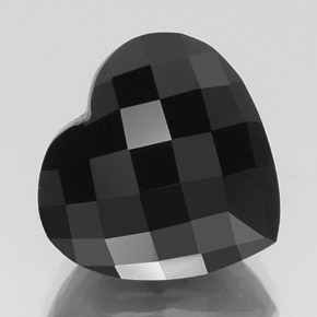 23.92 ct Black Tourmaline Gemstone, Tourmaline Gem in Heart Checkerboard Shape for Sale.