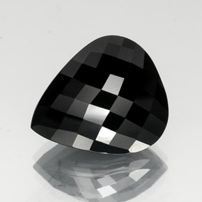 23.98 ct Black Tourmaline Gemstone, Tourmaline Gem in Pear Checkerboard Shape for Sale.