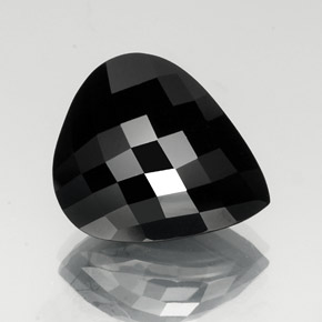 23.98 ct Black Tourmaline Stone, Natural Tourmaline in Pear Checkerboard Shape for Sale