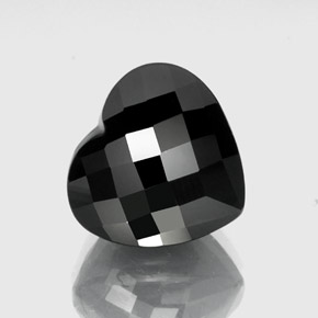 19.13 ct Black Tourmaline Gemstone, Tourmaline Gem in Heart Checkerboard Shape for Sale.