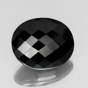 20.73 ct Black Tourmaline Gemstone, Tourmaline Gem in Oval Checkerboard Shape for Sale.