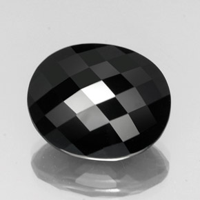 20.73 ct Black Tourmaline Stone, Natural Tourmaline in Oval Checkerboard Shape for Sale