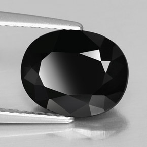 3.07 ct Black Tourmaline Stone, Natural Tourmaline in Oval Facet Shape for Sale